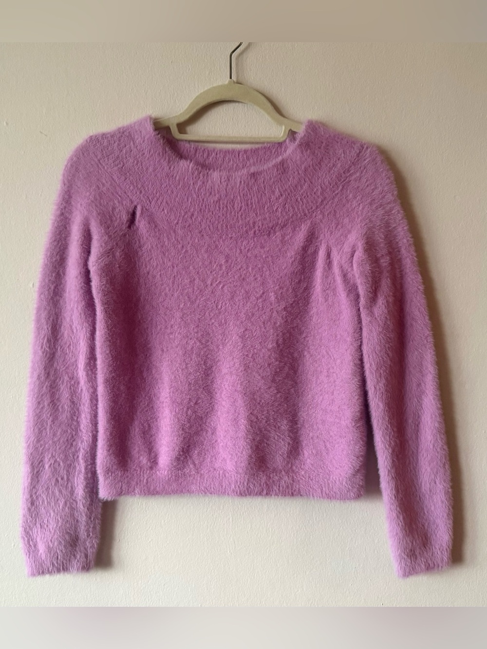 Soft Pink Fuzzy Boat Neck Sweater